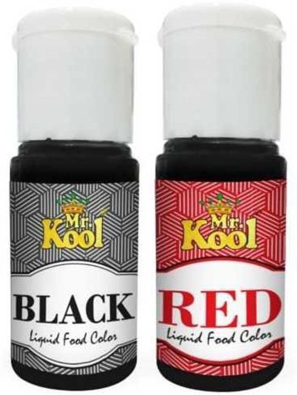Mr.Kool Premium Liquid Food Color 2 Shades Red And Black 20ml Each | 40ml Combo | Red, Black  (40 ml)