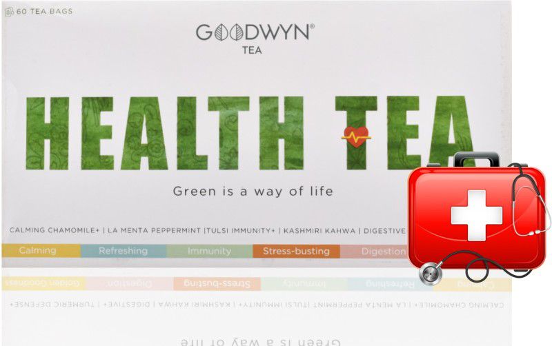 Goodwyn Health for 6 Different Times & Moods of the Day Chamomile, Peppermint, Turmeric, Fennel, Tulsi Green Tea Bags Box  (60 x 1 Bags)