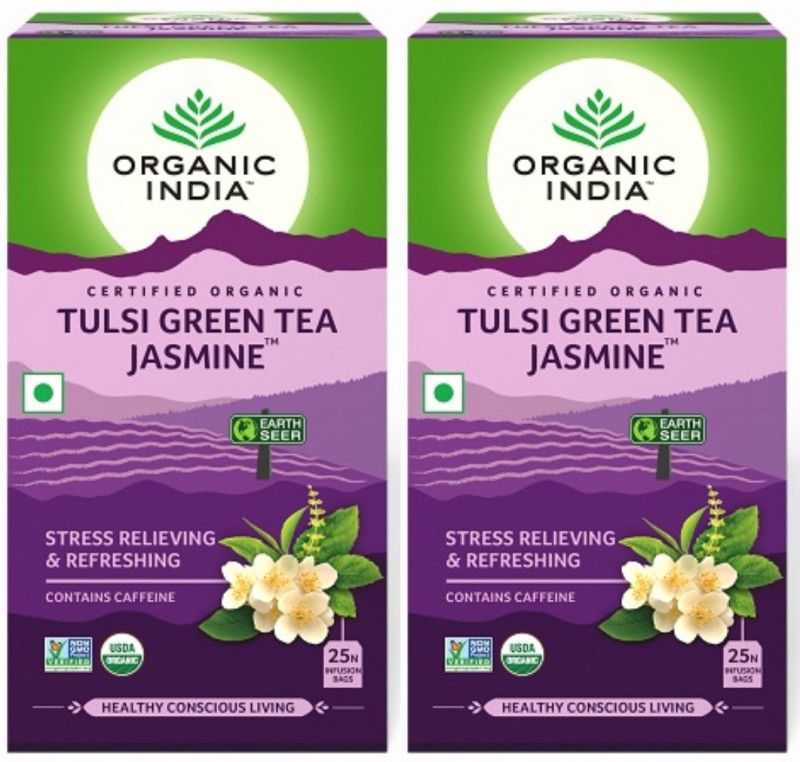 ORGANIC INDIA Jasmine 25 Tea Bag ( Pack of 2 ) Tulsi Jasmine Tea Bags Box  (2 x 12.5 Bags)