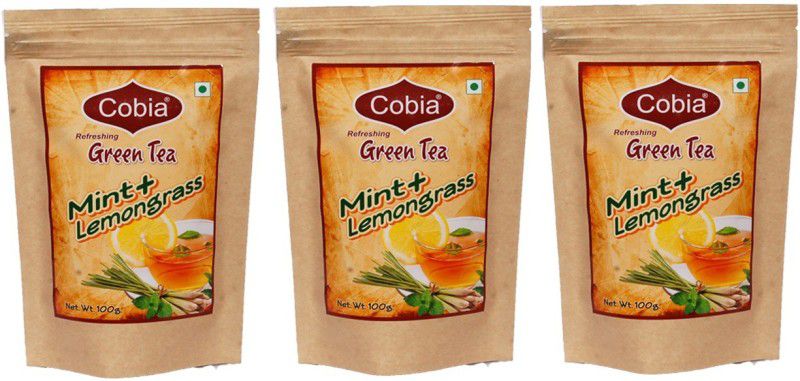 Cobia Green Tea(Mint + Lemongrass) 100g Leaves Pack OF 3 Mint, Lemon Grass Green Tea Pouch  (3 x 100 g)
