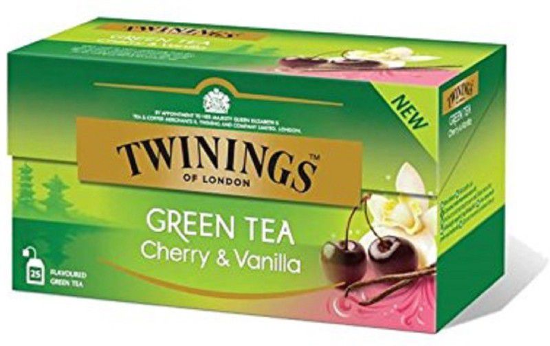 TWININGS Hydrated Vanilla, Cherry Green Tea Bags Box  (25 Bags)