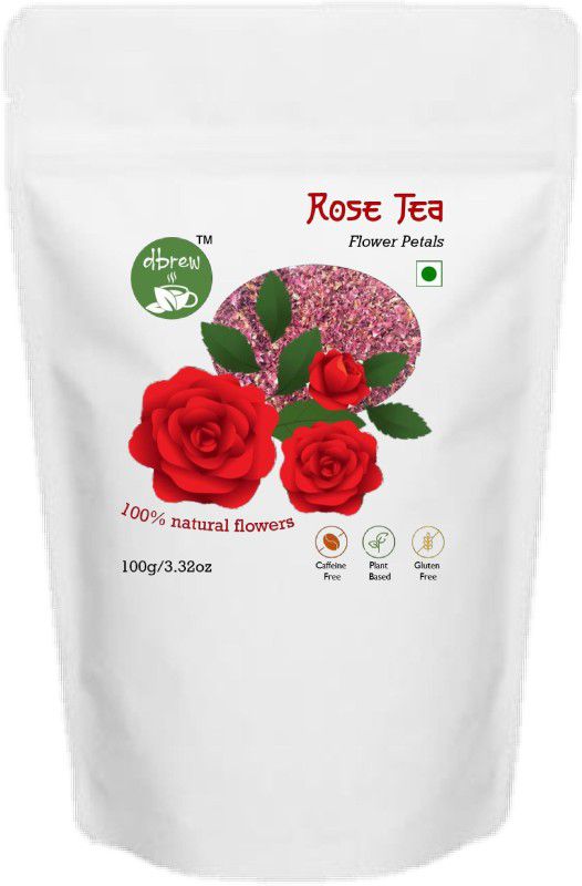 dbrew - Rose Tea | Natural Sun-Dried Petals | Gulab Patti | Caffeine Free Tea | 100gm Rose Herbal Tea Pouch  (100 g)
