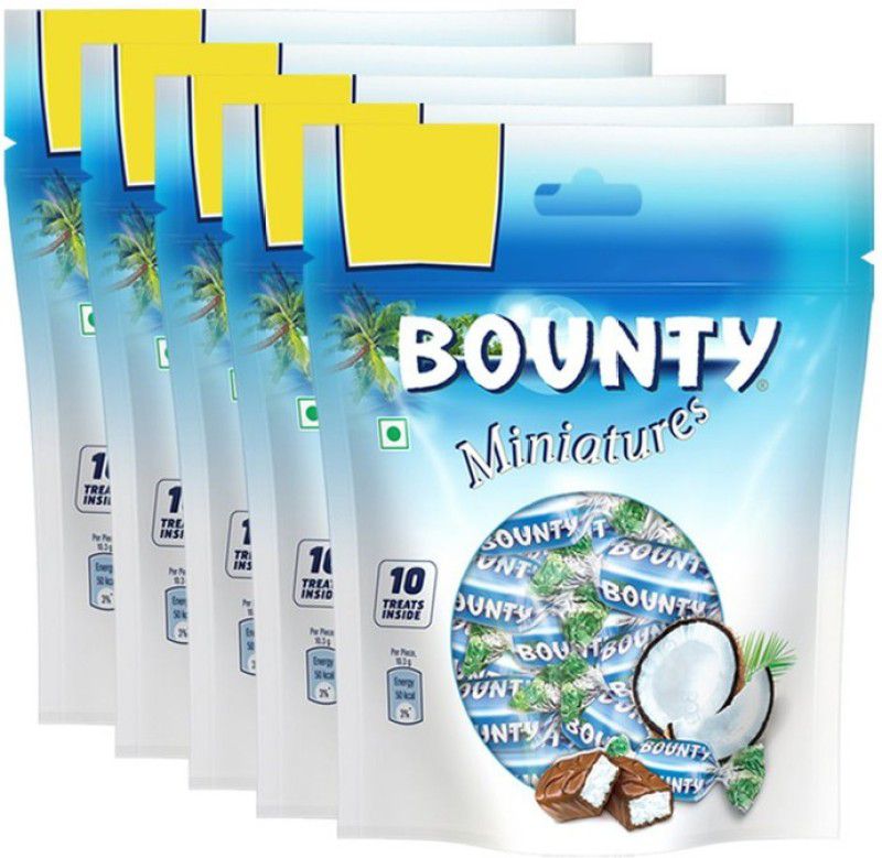 BOUNTY Miniatures Coconut filled Chocolate, 100g Pouch (Pack of 5) Bars  (5 x 20 g)