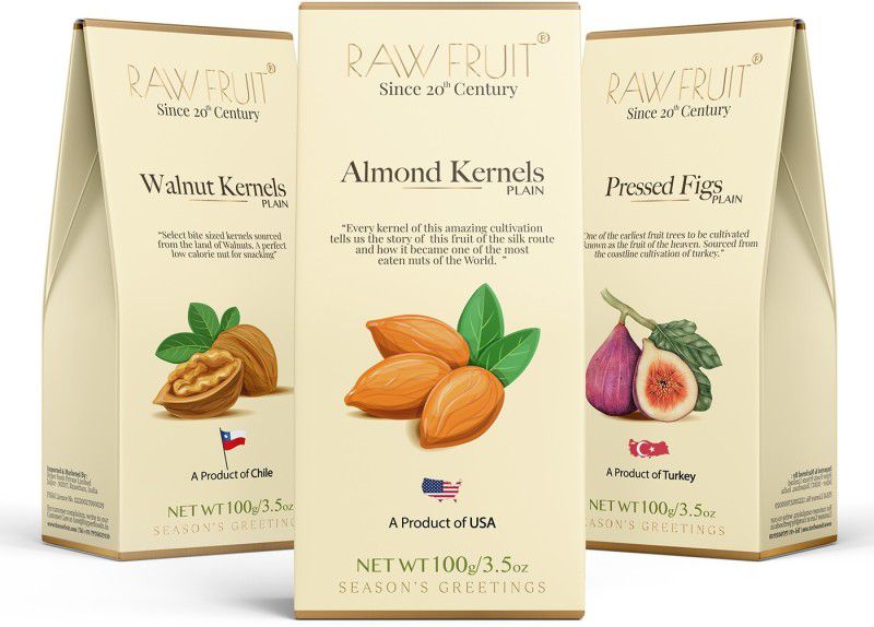 HyperFoods Almond Walnut Figs Premiun Dry fruits Combo 100g each Combo  (Almond-100gm, Walnut-100gm, Figs-100gm)