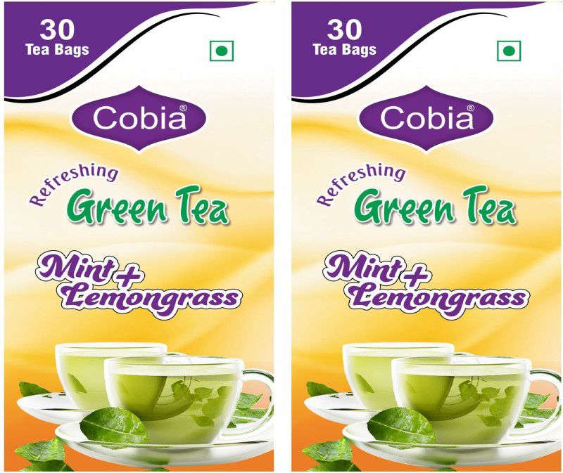 Cobia Green Tea (Mint + Lemongrass) 30 Tea bags PACK OF 2 Lemon Grass, Mint Green Tea Bags Tetrapack  (2 x 60 g)