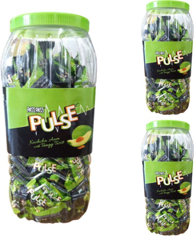Pass Pass PULSE KACHCHA AAM WITH TANGY TWIST JAR KACHCHA AAM Candy  (3 x 167 pieces)