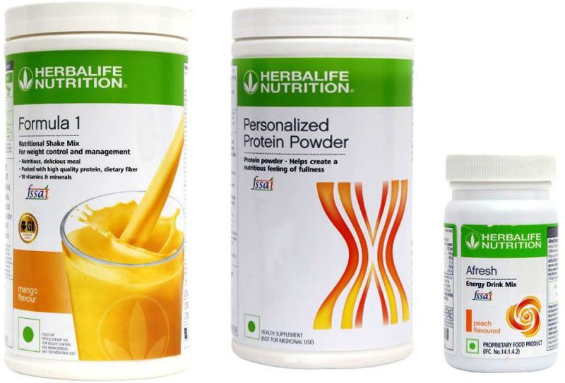 HERBALIFE Weight Loss Combo ( Formula 1 Nutritional Shake Mix - Mango Flavor + Personalized Protein Powder 400 Gram + Afresh Energy Drink Mix - Lemon Flavor) For Weight Loss Combo  (950 Grams)