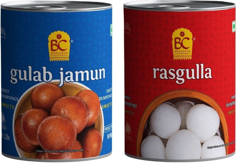 BHIKHARAM CHANDMAL Bikaneri Gulab Jamun Tin 1kg And Rasgulla Tin 1kg - Combo Pack Combo Combo  (1000 g)