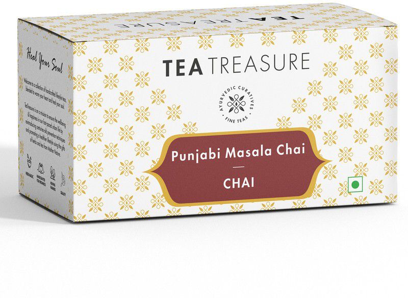 TeaTreasure Punjabi Masala Chai Cinnamon, Ginger, Cardamom, Black Pepper, Cloves, Herbs Tea Blend Box  (18 Bags)