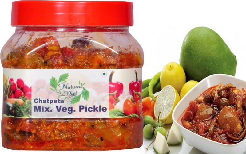 Natural Diet Premium Quality Mothermade Mixed Pickle Achaar (Mixed Vegetable Mango Lime Green Chilli Carrot Ginger) 500gm (Chatpata Mixed Pickle) You are Being Served Mothers Love Mixed Vegetable Pickle  (500 g)
