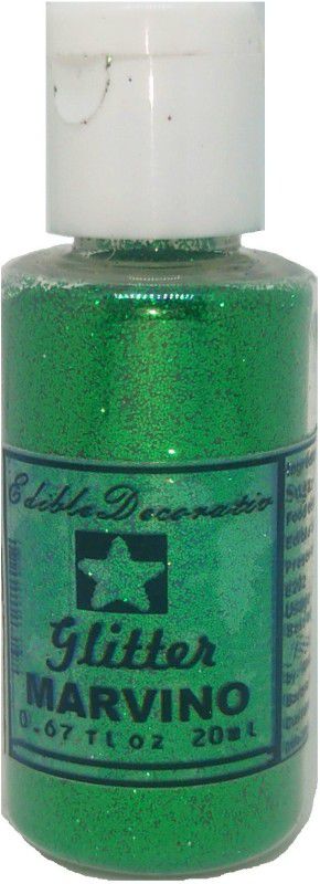 Marvino Edible Glitter for Cakes, Ice Cream, Whipcream, Pastries, Makeup, Art and Craft (Green) Glitters  (20 g)