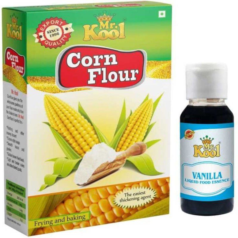 Mr.Kool Liquid Food Essence Vanilla and Corn Flour (Makki Atta) | Combo 150g Combo  (Vanilla Essence Vanilla -50ml, Corn Flour-100g)