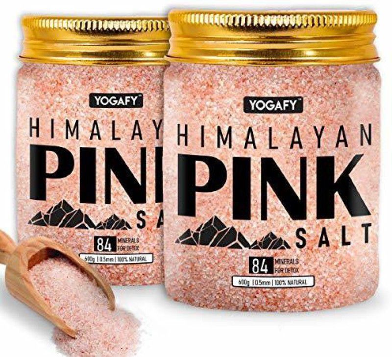 YOGAFY HIMALAYAN Pink Crystals Salt - (PACK OF 2) COOKING with 84 MINERALS (0.5mm) Himalayan Pink Salt  (1.2 kg, Pack of 2)