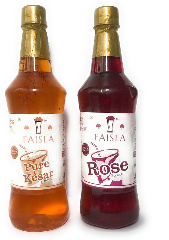 Faisla F 018 Premium Refreshing Pure Kesar/Rose Flavoured Sharbat Syrup (pack of 2) (1 pack of 700ml)  (2040 ml, Pack of 2)