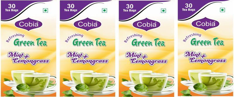 Cobia Green Tea (Mint + Lemongrass) 30 Tea bags PACK OF 4 Lemon Grass, Mint Green Tea Bags Tetrapack  (4 x 60 g)