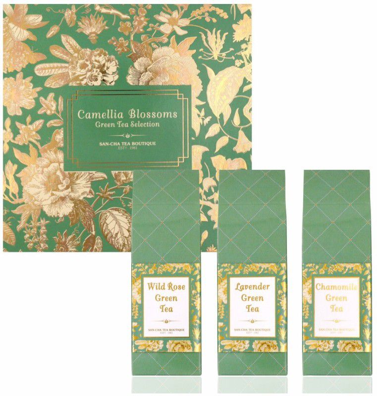 SANCHA Camellia Blossom Green Tea Selection|Tea Assortment|Tea Sampler|Loose Leaf Green Tea Festive Gift Box  (150 g)