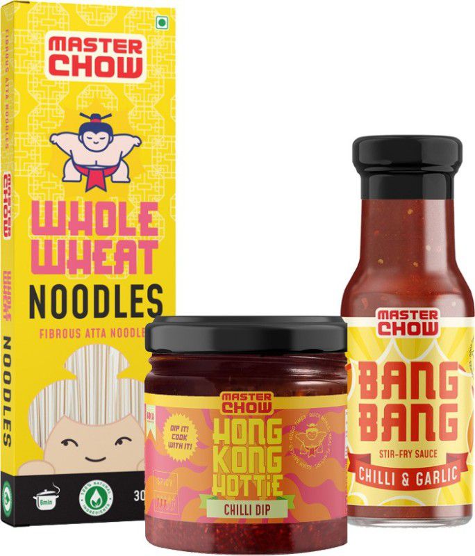 MasterChow Hong Kong Style Noodle Kit Combo  (1 Wholewheat Noodle - 1 Hong Kong Hottie - 1 Bang bang Sauce)