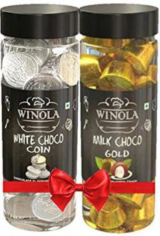 Winola Combo of White Chocolate Coin 175g & Milk Choco Gold 140g (Pack of 2) Truffles, Bites  (2 x 157.5 g)