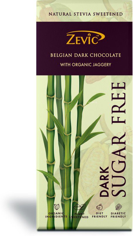 Zevic Sugar Free Belgian Dark Chocolate with Organic Jaggery | Plant Sweetened | Diet Friendly Bars  (40 g)