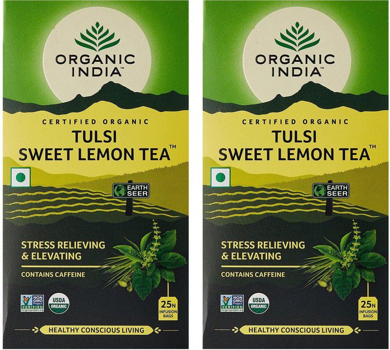 ORGANIC INDIA Tulsi Sweet Lemon Tea Bags Box  (2 x 12.5 Bags)