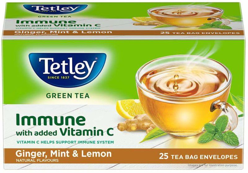 Tetley Ginger, Mint & Lemon Green Tea Bags Box  (25 Bags)