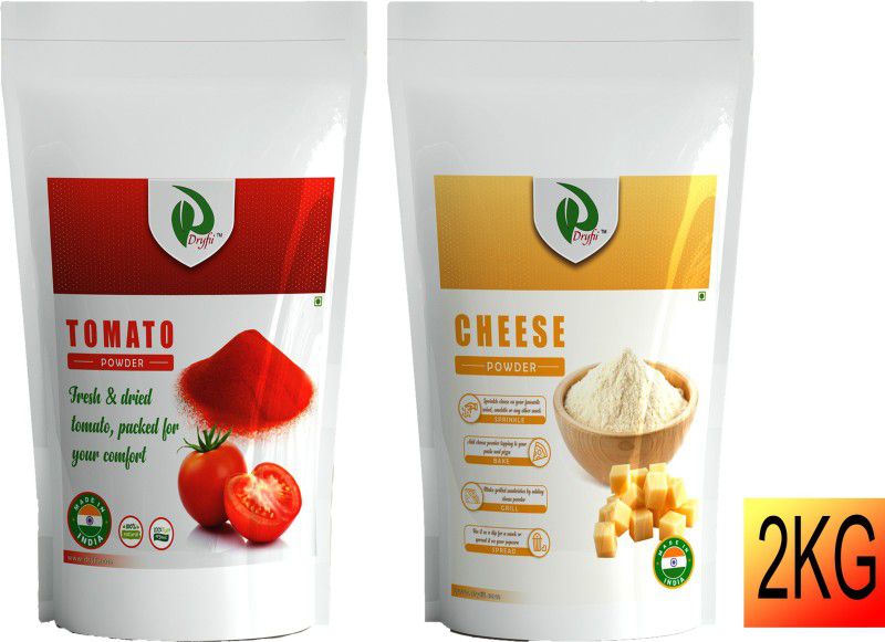 Dryfii Processed Cheddar Cheese powder 1KG & Tangy Tomato Powder 1 KG Combo (1KGx2) Pure Vegetarian & Easy Cooking Essential  (2 x 1 kg)