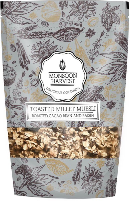 Monsoon Harvest Toasted Millet Muesli, Roasted Cacao Bean and Raisin, 250g Pouch  (250 g)