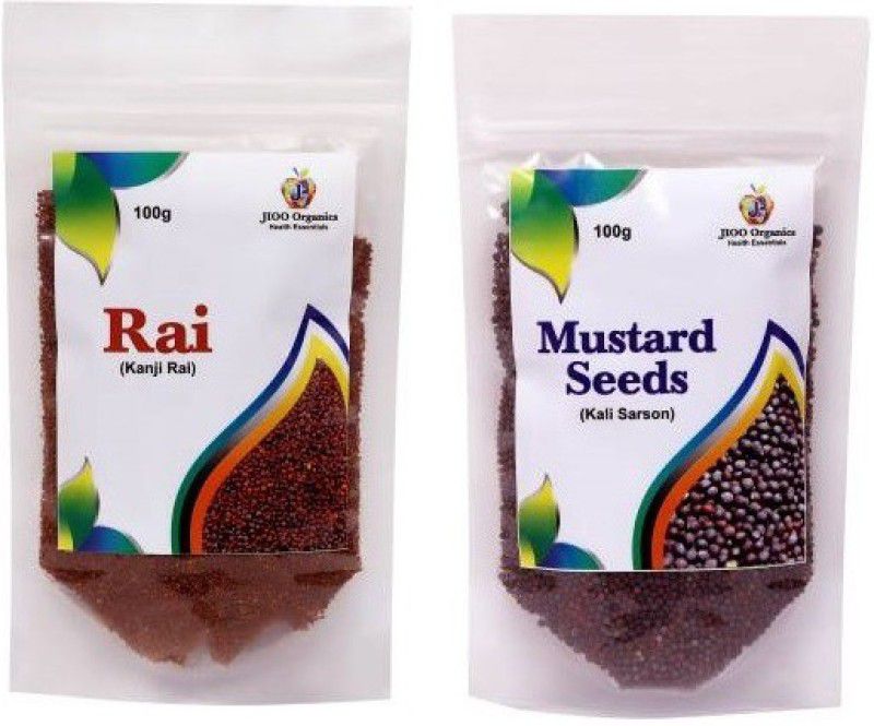 Jioo Organics Rai (Kanji Rai) and Mustard Seeds (Kali Sarson) - (Pack of 2)  (2 x 100 g)
