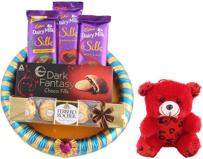 SurpriseForU Chocolate Gift | Valentine's Day Special Teddy Gift | Chocolate Gift Hamper|704 Combo  (Chocolate And Teddy)