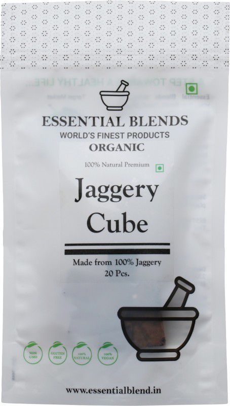 Essential blends organic Jaggery Cubes/ Candy -20 pcs / Gur /Gud /Panela / Natural /Vegan Block Jaggery  (140 g)