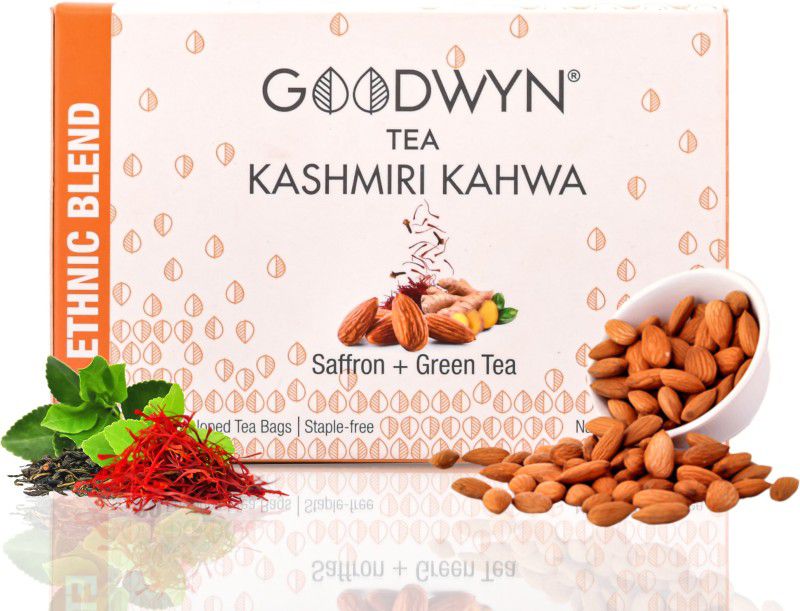 Goodwyn Kashmiri Kahwa, A Supreme Blend Of Green Tea And Indian Spices Cinnamon, Cardamom, Saffron Green Tea Bags Box  (20 Bags)