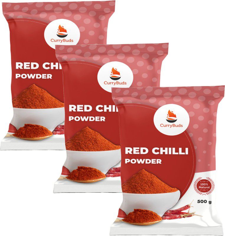 CurryBuds Red Chilli Powder|100% Pure Lal Mirch Powder|No added color & preservative,1.5kg  (3 x 500 g)