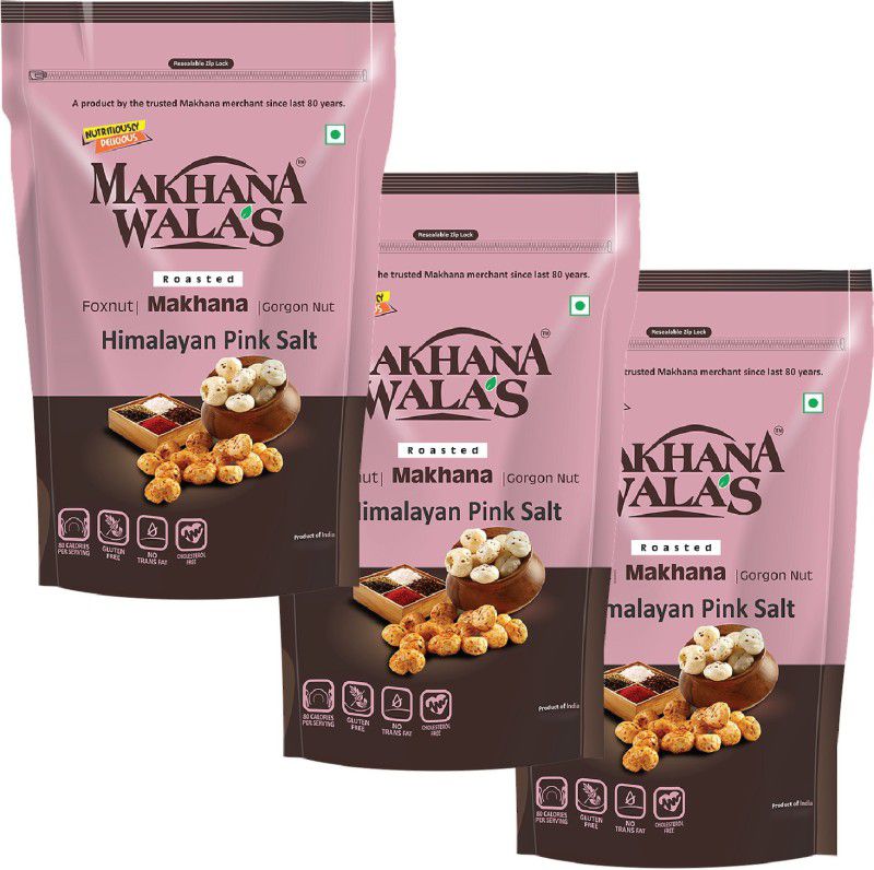 Makhanawala's Roasted Makhana|Himalayan Pink Salt |Flavored makhana, Pack of 3, 70g Each. Fox Nut  (3 x 70 g)
