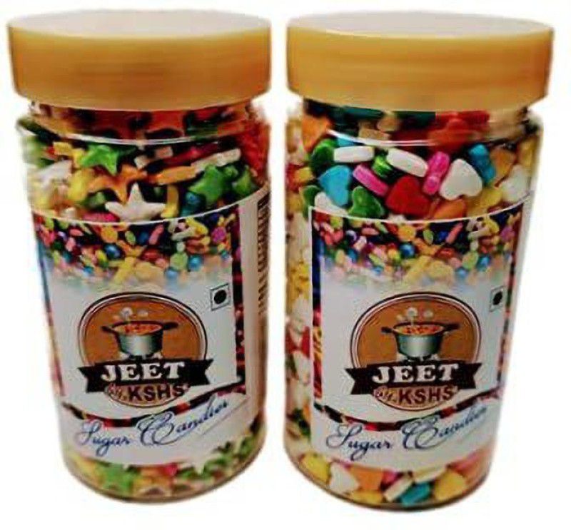 JEET by KSHS JEETbyKSHS Sugar Candy Stars +Sugar Candy Hearts | 400 gm | Fancy Strands | Decoration Cake Topping  (400 g, Pack of 2)
