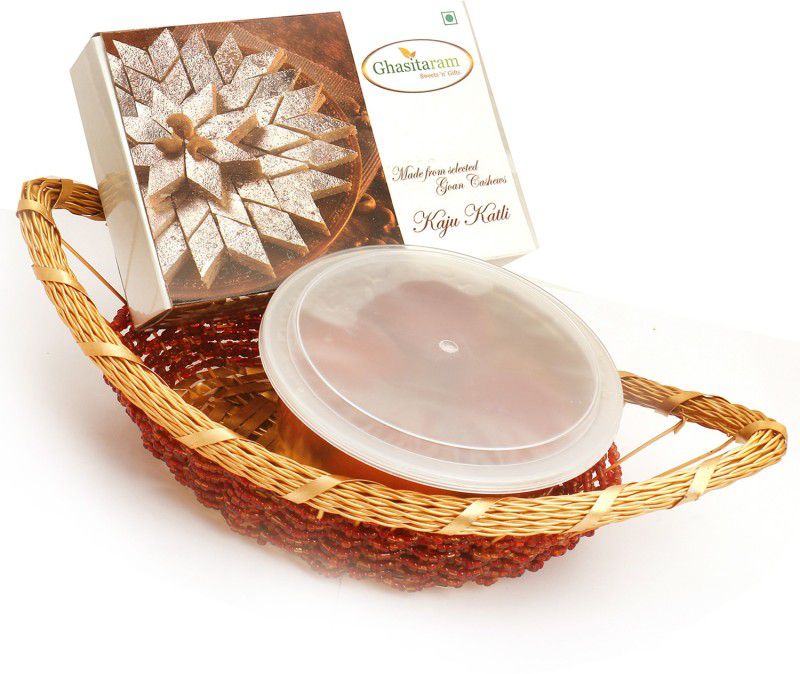 Ghasitaram Gifts Sweets Hamper-Boat Basket of Kaju Katli and GulabJamun Combo  (3)