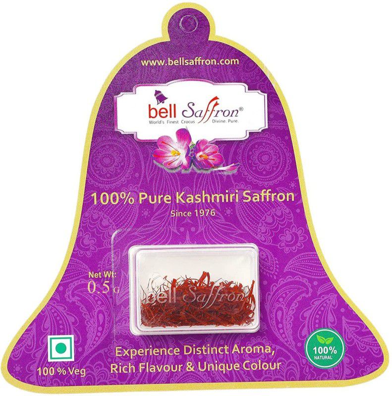 Bell 100% Pure & Natural Kashmir Saffron, Grade-1 Mongra, Premium Pack 0.5Gram  (0.5)
