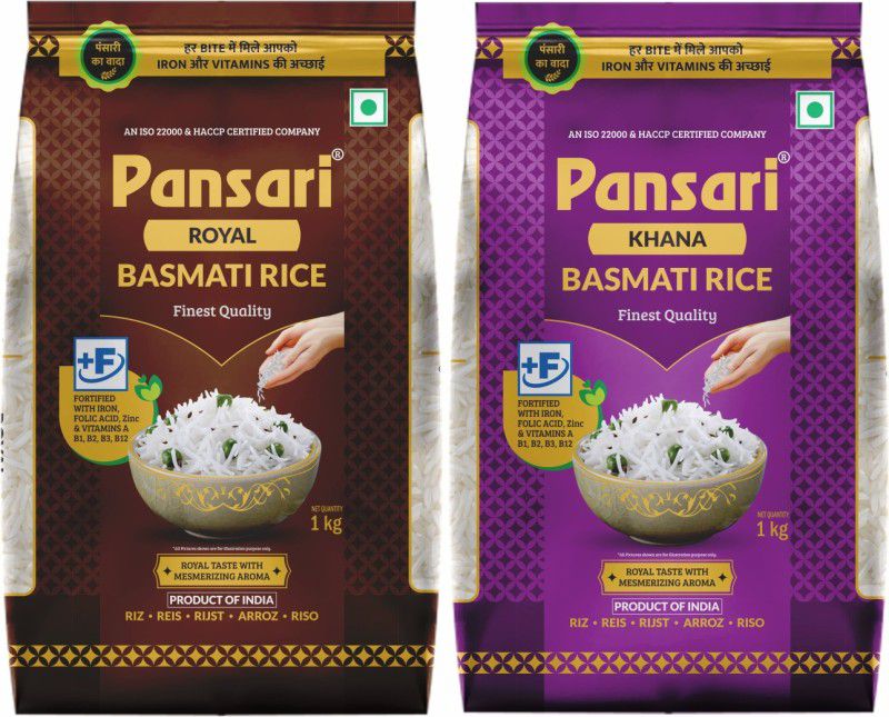 Pansari Khushiyon ka pitara Basmati khana Rice,Royal Basmati Rice-1 kg Each(Gift of 2) Brown Basmati Rice (Long Grain, Raw)  (2 kg)