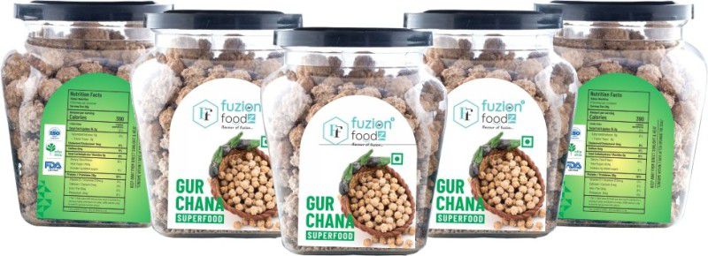 Fuzion Foodz Gur Chana|Super Foods|Snack|Sweet And Healthy Snack|Pack Of 5  (5 x 150 g)