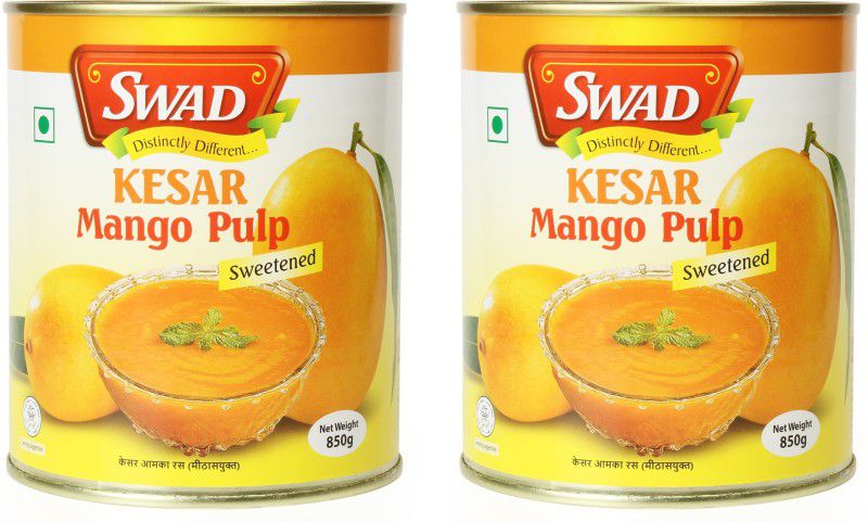 SWAD Distinctly Different and Delicious Sweet Kesar Mango Pulp | 850g Each | Pack of 2 1700 g  (Pack of 2)