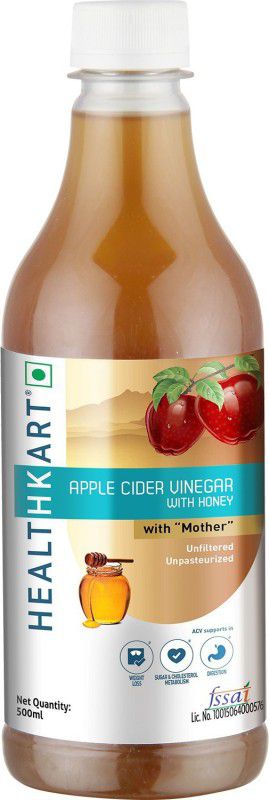 HEALTHKART Apple Cider with Mother- Natural, Raw, Unfiltered with Honey Vinegar  (500 ml)