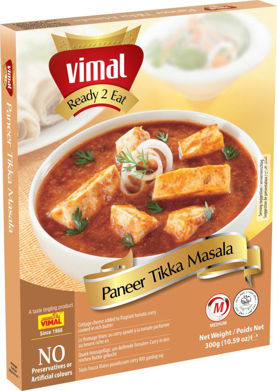 VIMAL Ready to Eat Delicious Paneer Tikka Masala Panjabi Vegetarian Meal with No Added Preservative and Colors 300 g
