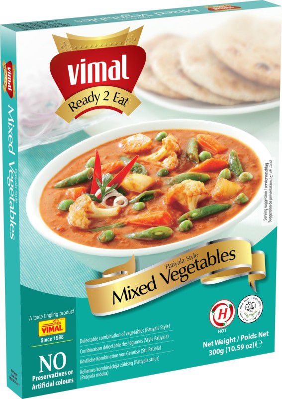 VIMAL Ready to Eat Patiyala Style Mixed Vegetable | Delectable Combination of Vegetables | No preservatives and Artificial Colours 300 g