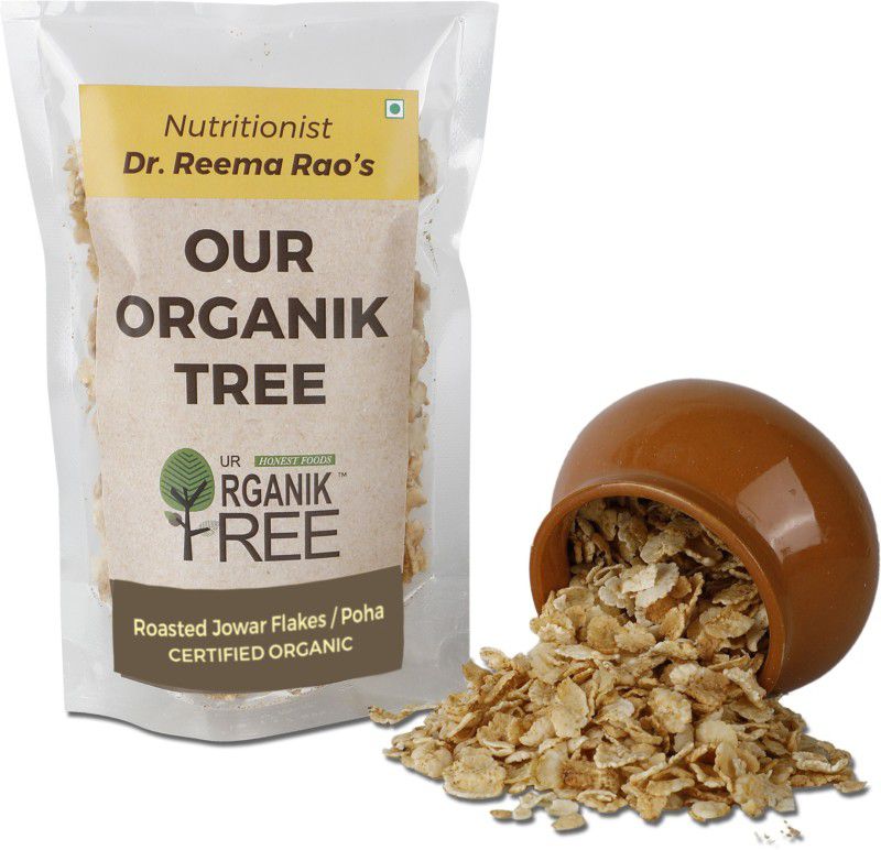 Our Organik Tree Organic Roasted Jowar Flakes | Poha | Sorghum Millet |NO Chemical, Natural, Ready to eat | Breakfast Cereal | Gluten Free Pouch  (200 g)