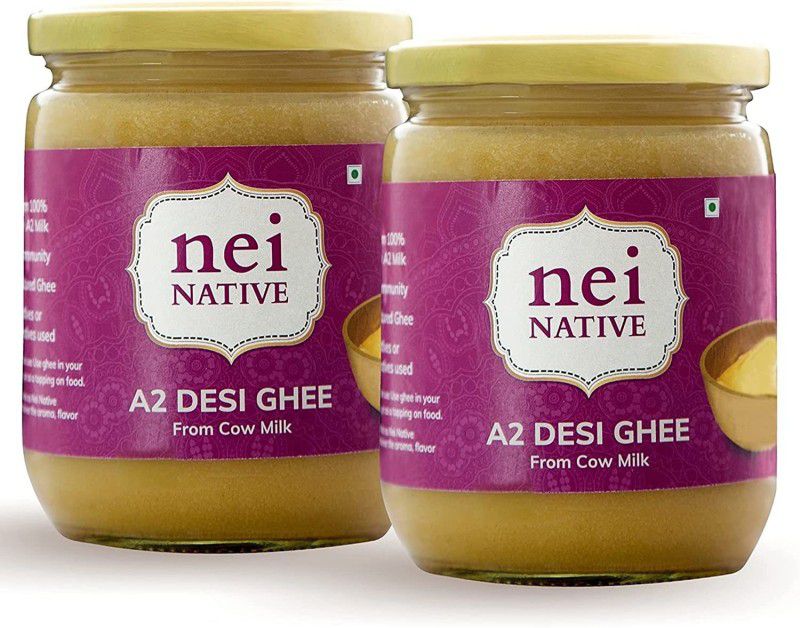 Nei Native A2 Cultured Desi Ghee | Homemade and Artisanal | Pack of 500 ML + 500 ML Ghee 1000 ml Glass Bottle  (Pack of 2)
