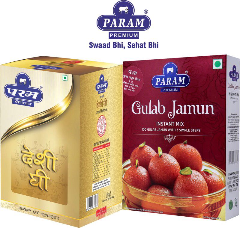PARAM Premium Deshi Ghee 1kg with Gulab jamun mix powder 500g Ghee 1.5 kg Box  (Pack of 2)