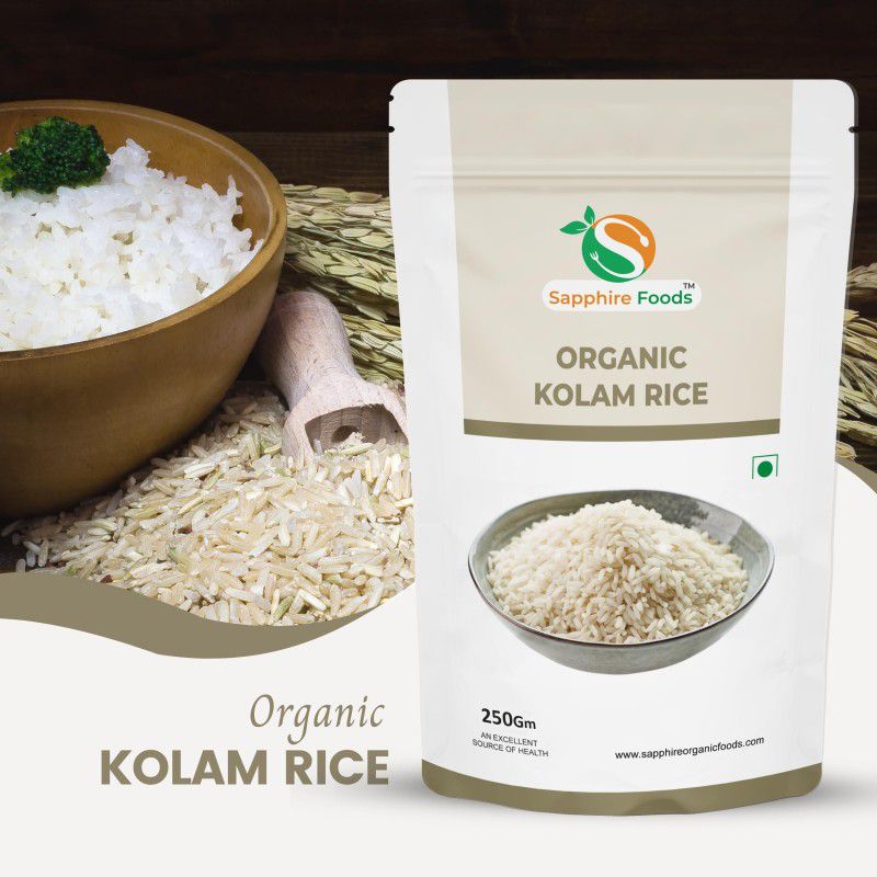 Sapphire Foods Organic Kolam Rice / Chawal Kolam Rice (Medium Grain, Polished)  (0.25 kg)