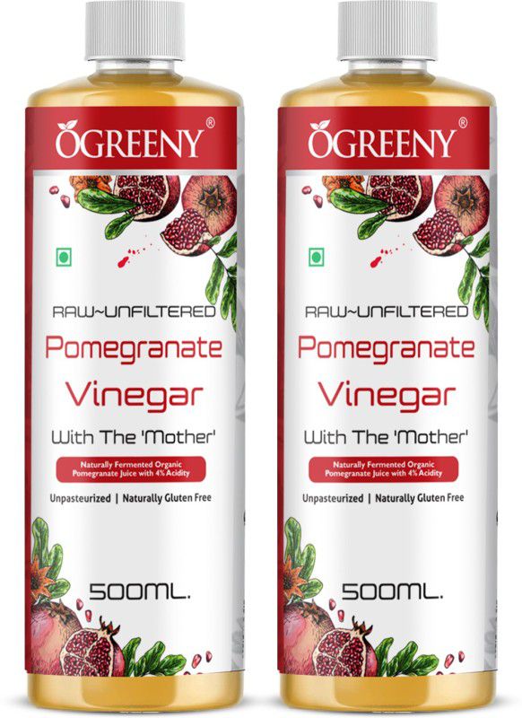 OGREENY Organic Pomegranate Cider Vinegar With Mother 1000 ml Pack of 2 Vinegar  (2 x 500 ml)