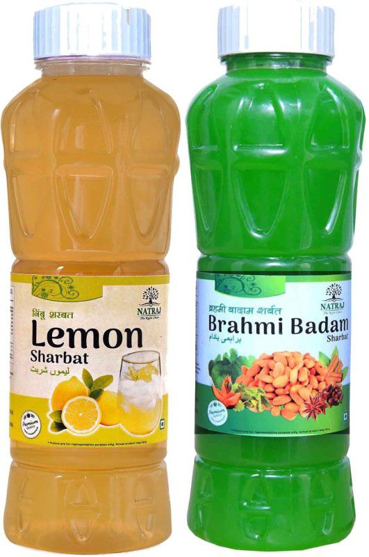 NATRAJ The Right Choice Lemon Sharbat & Brahmi Badam Sharbat  (750 ml, Pack of 2)