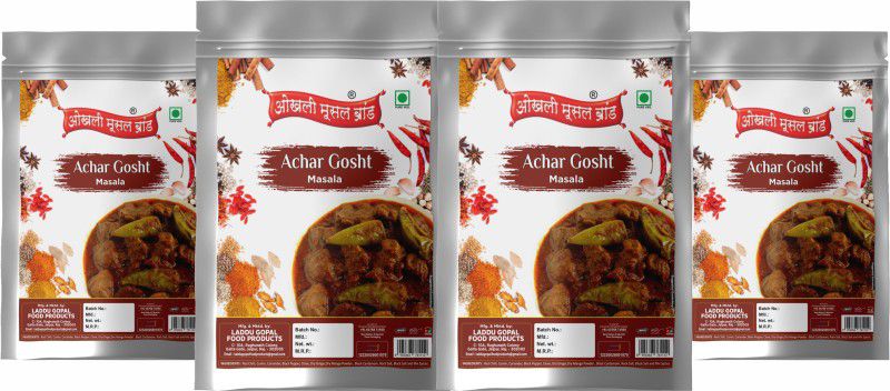 okhli musal brand Achaari Nawabi Spicy Lamb/Mutton Curry/Achar Gosht Masala-4Pktx240g  (4 x 240 g)