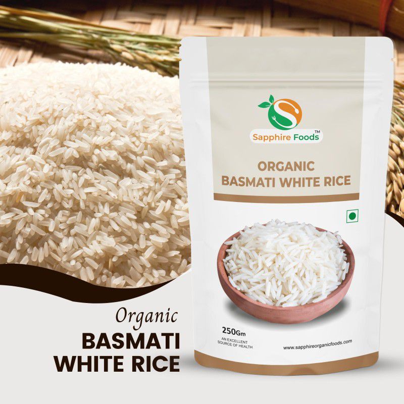 Sapphire Foods Organic Basmati White Rice / Chawal Basmati Rice (Medium Grain, Polished)  (0.25 kg)